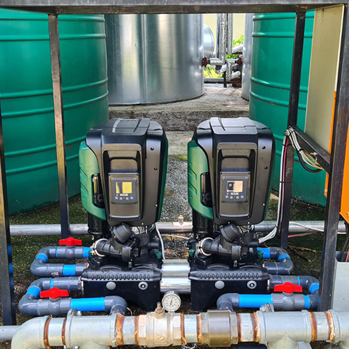 Pump, tank and pipe installation